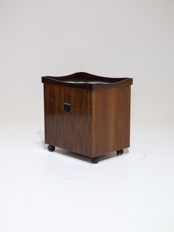 Image 1 of Bar cart trolley with tray, rosewood, Danish, 1960s