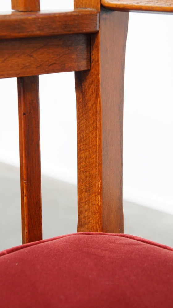 Image 1 of 4 x Jugendstil-Esszimmerstuhl Schuitema mit luxuriöser roter Stoffbespannung