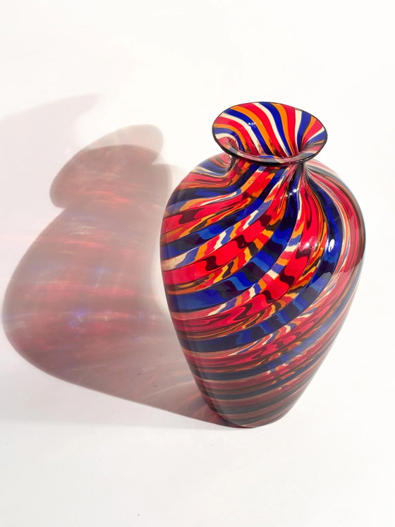 1970s Multicolored Cane Murano Glass Vase (photo 5 of 13)