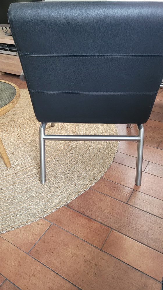 Image 1 of 2 sedie/poltrone in acciaio inossidabile e pelle nera