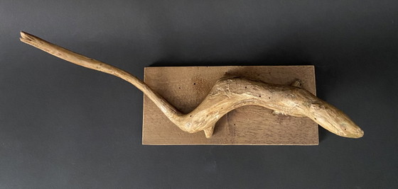 Maxín Picello – Gesigneerde, uit hout gesneden hagedissculptuur, Spanje, ca. 1960 – Beeldhouwkunst, Wood (photo 6 of 10)