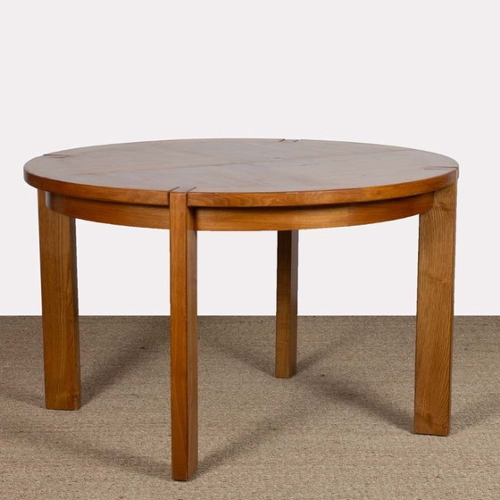 Image 1 of Round extendable wooden dining table produced by Monopoly, 1970