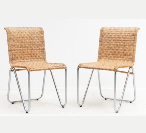 5x Silla diagonal de ratán Gispen, modelo 2a