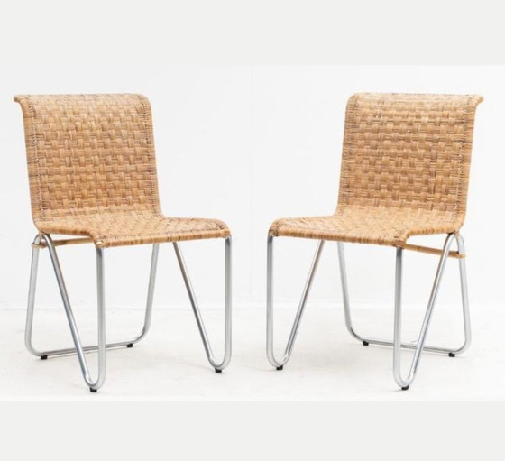 Image 1 of 5x Silla diagonal de ratán Gispen, modelo 2a