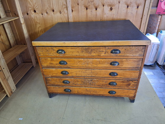 Image 1 of Armadio per la carta / gabinetto da disegno in legno d'epoca