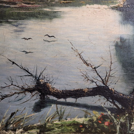 Image 1 of “Paesaggio fluviale” di Antonio Cánovas del Castillo y Vallejo, firmato Vascano, inizi del XX secolo – Spagna