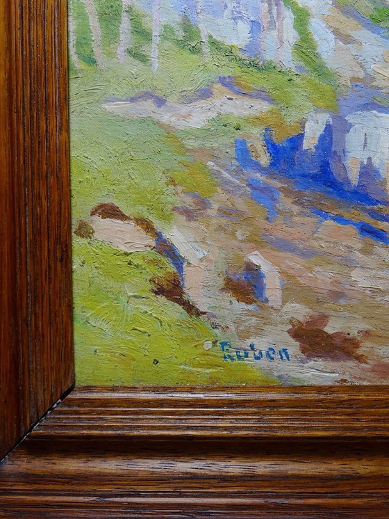 Image 1 of Large seascape with cliffs, oil on framed panel, by Paul Ruben (1882-1955)