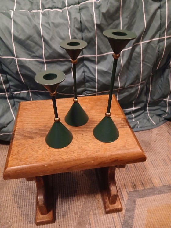 Memphis Style Vintage Candlesticks – Memphis Milano, Candle holders, Metal (photo 4 of 5)