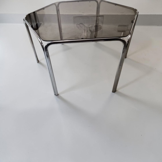 Dream Vintage Space Age Hexagon Chrome Glass Dining Table Gastone Rinaldi 1970s (photo 3 of 9)
