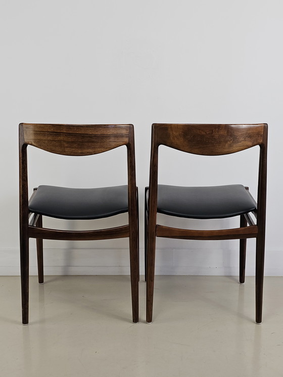 Image 1 of 4x sedie da pranzo vintage in palissandro con skai nero