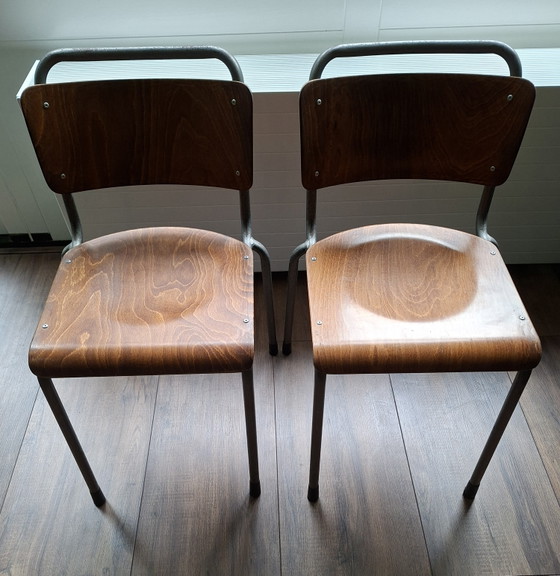 2 Original Vintage Gispen 106 TU Delft Chairs from the 1960s. – Dining chairs, Metal, Wood (photo 6 of 8)