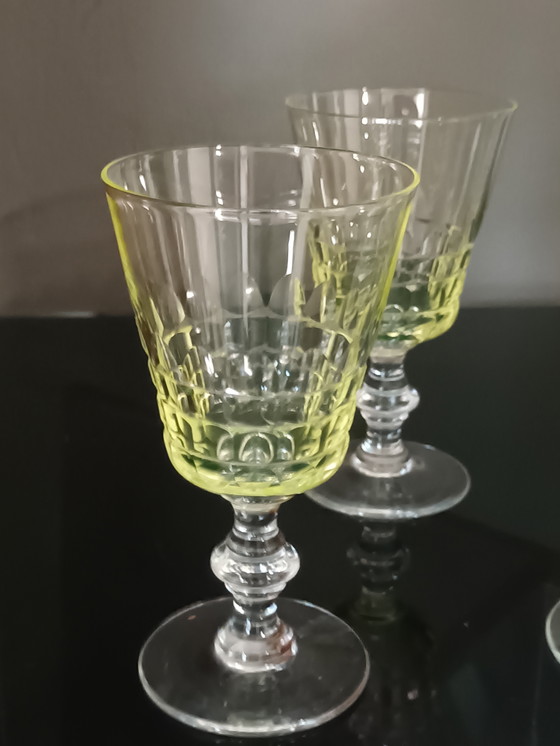 Image 1 of Vintage port glasses in uranium glass