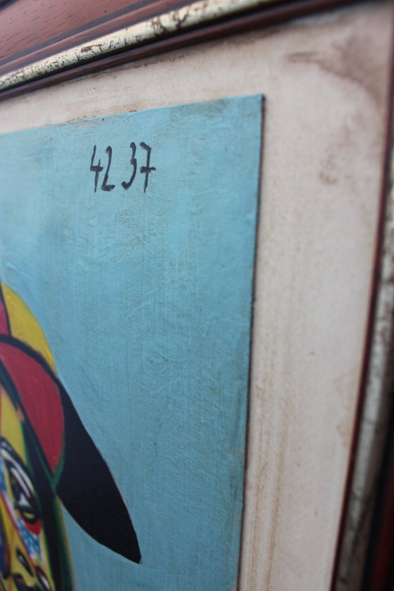 Image 1 of Vintage Cubist Female Portrait Picassso BLue Period