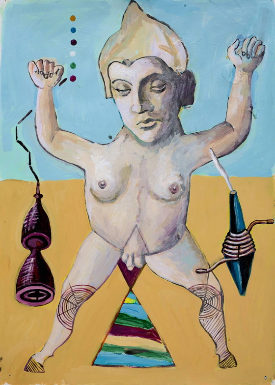 RAMON GIELING - "Strike a Pose 3" - acrilico su carta – Dipinti e disegni, Paper, Surrealism (photo 3 of 5)