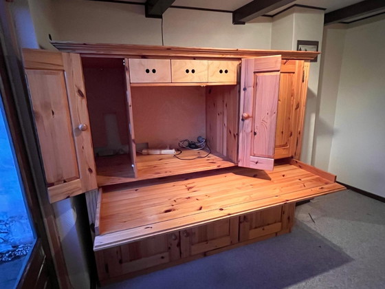 Image 1 of Pine desk cabinet with plenty of storage space