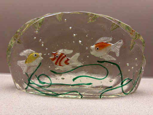 Vintage Murano Aquarium with three fish – attributed to Alfredo Barbini for Cenedese