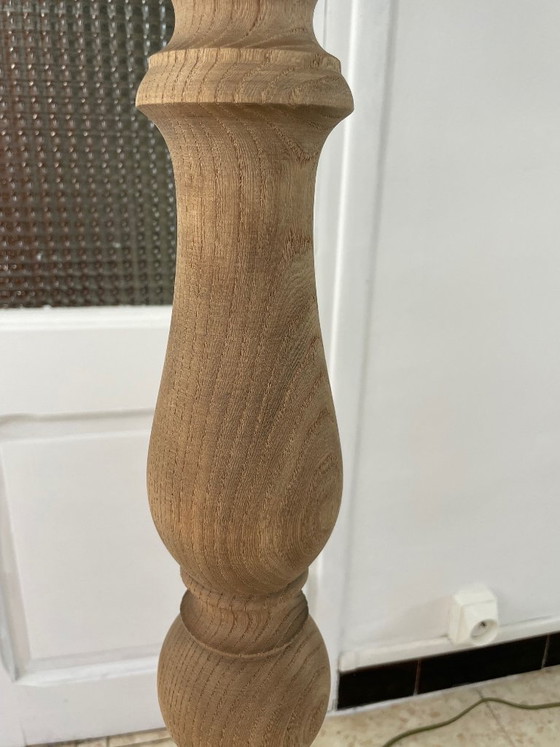 Image 1 of Lampada da terra vintage in legno tornito con paralume in corda, anni '60