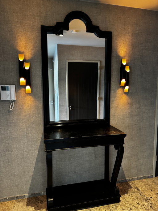 Side Tafel Met Spiegel – bijzettafels, Glass, Wood (photo 2 of 7)