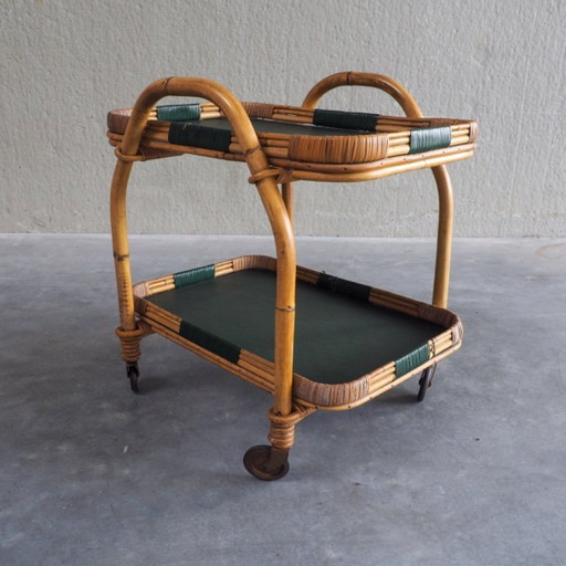 Vintage Servierwagen aus Bambus und Rattan – serveerwagens, Bamboo