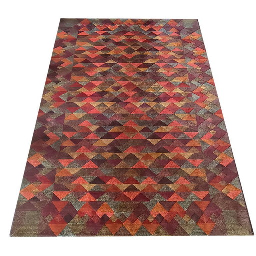 Schitterend geometrisch Italiaans wollen tapijt "Luxor" uit de jaren 80 van Missoni voor T&J Vestor