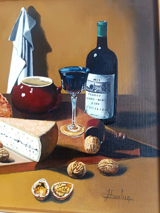 Image 1 of Oil on canvas still life signed Frechin