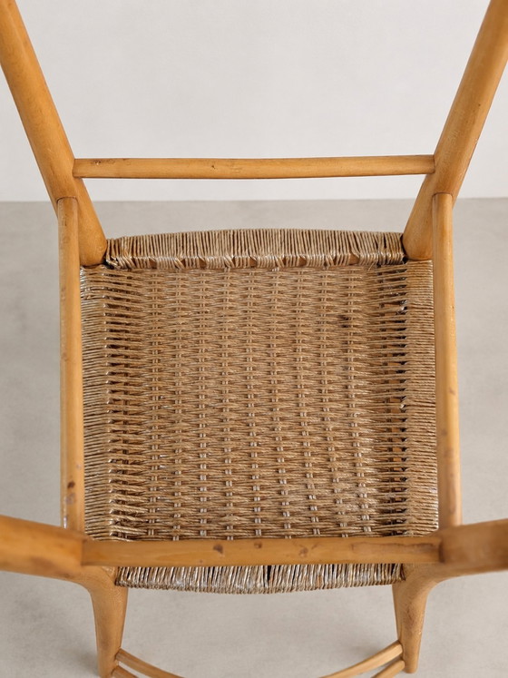 Image 1 of Set di 3 sedie vintage in legno con seduta intrecciata Gio Ponti