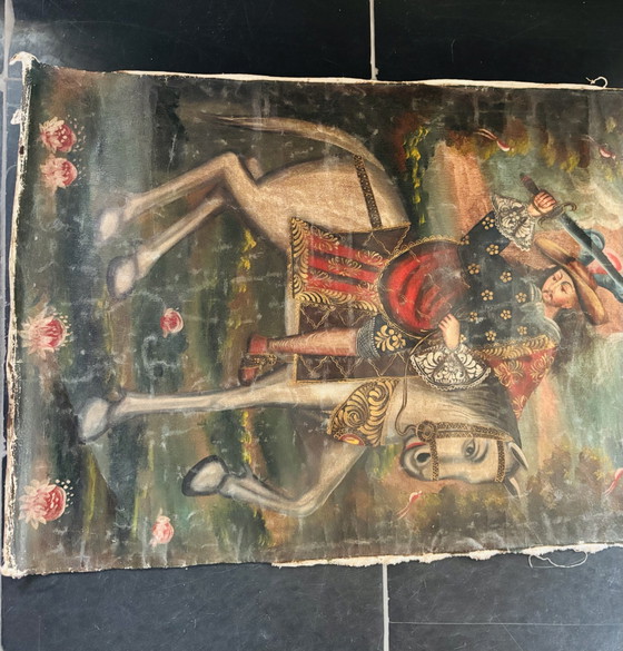Antico dipinto peruviano su lino, Arte, Tela, Nero (foto 6 di 6)