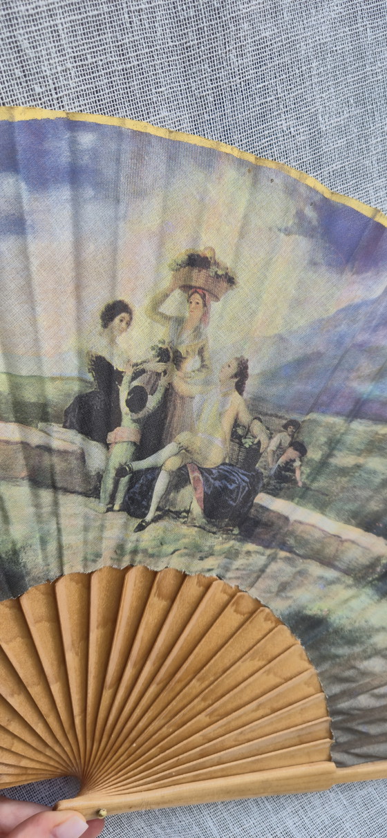 Image 1 of Vintage decoratieve waaier - Goya scène - 27 cm