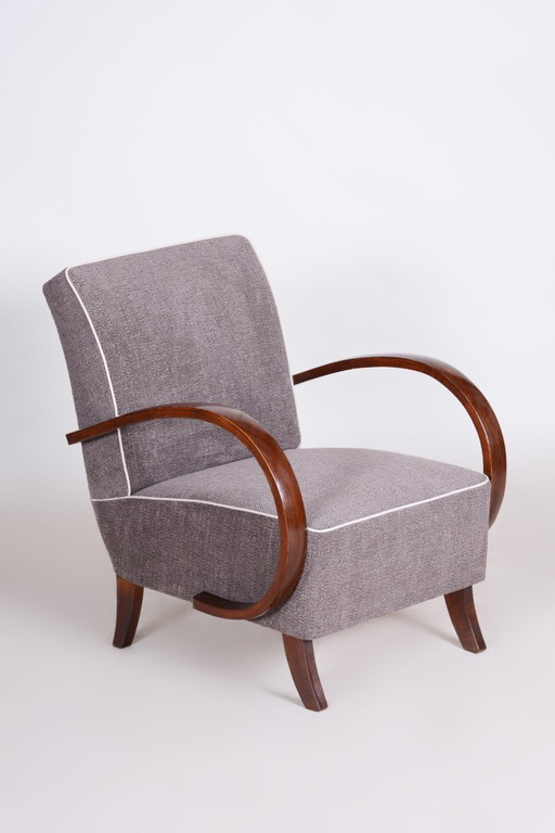 Restored Art Deco Armchair, by J. Halabala for UP Zavody, Beech, Czech, 1930s – fauteuils, Textile, Wood