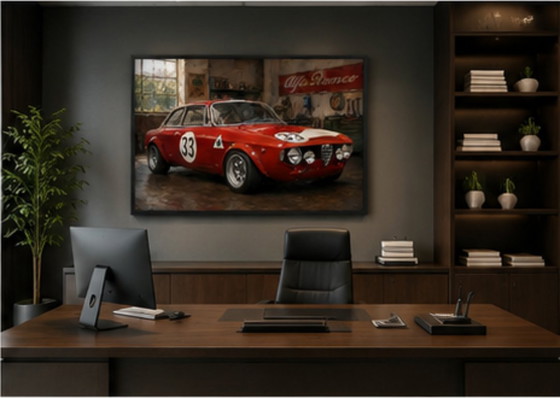Seltene Limitierte Kunstdruck 1972 - 1965 Alfa Romeo Giulia Sprint GTA Group 4 Race Car, Designed by Bertone - (photo 3 of 5)