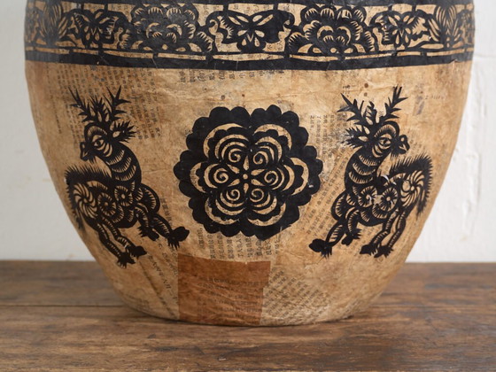 Cesto antico cinese in cartapesta con ritagli di carta neri – Cina, circa 1930 – Oggetti decorativi (photo 17 of 40)