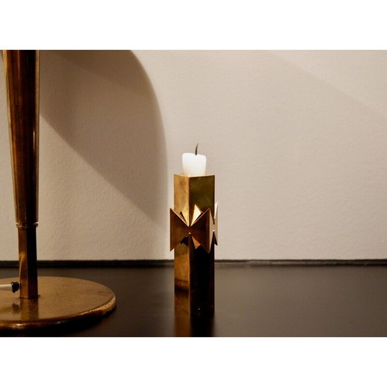 Image 1 of Vintage brass "Rosett" candlestick by Pierre Forsell for Skultuna, 1950