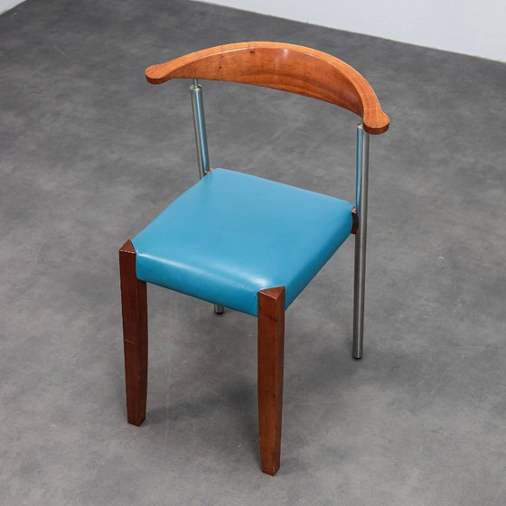 Image 1 of Set of 4 Postmodern Leather Dining Chairs, Italy, 1990s