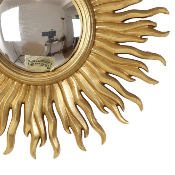 Image 1 of Vintage Bladgoud Vergulde Zonnespiegel Sunburst Convex 52cm