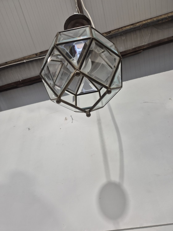 Image 1 of Amsterdamse school lantaarn met geslepen glas