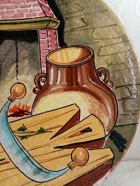 Image 1 of Plato decorativo de pared de cerámica italiana 60s (31cm)