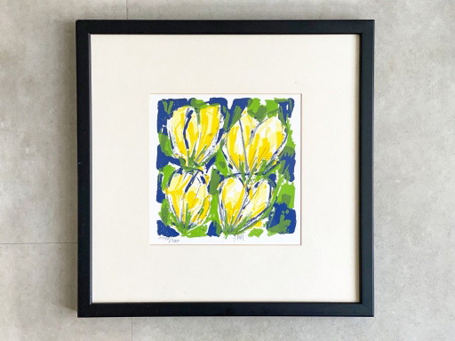 1x Siebdruck „Gelbe Tulpen“ von Ad Van Hassel – lithos zeefdrukken, Glass, Paper (photo 2 of 8)