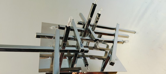 Image 1 of Modernist chrome sofa Germany halogen ceiling lamp from the 1980s in the style of Sciolari