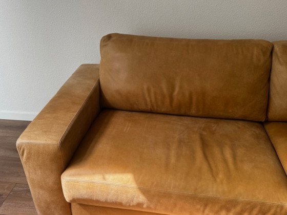 Image 1 of Canapé en cuir mangowood avec causeuse et pouf