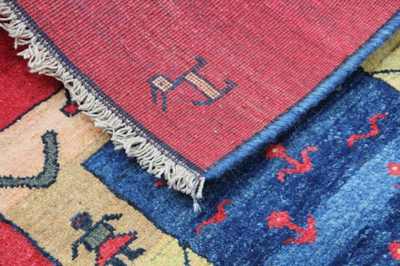 Image 1 of Tappeto orientale persiano Gabbeh Ghashghai originale, 154 cm x 115 cm, naturale antico