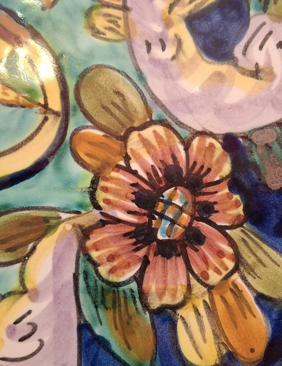 Image 1 of Grande piatto da parete in ceramica maiolicata di Vietri 47 cm