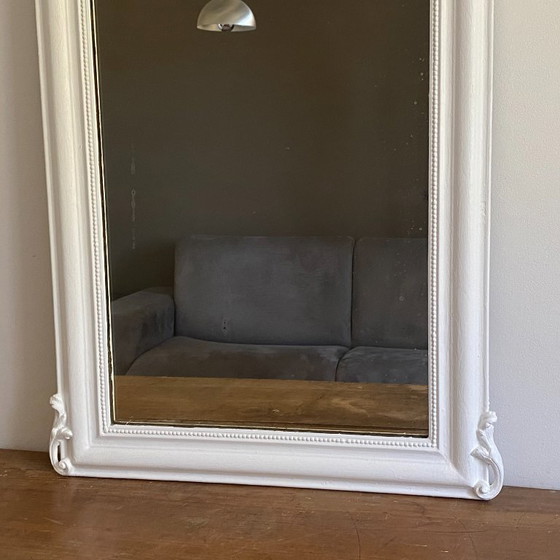 Image 1 of Miroir fin 19ème avec  fronton décoré. 112x66.