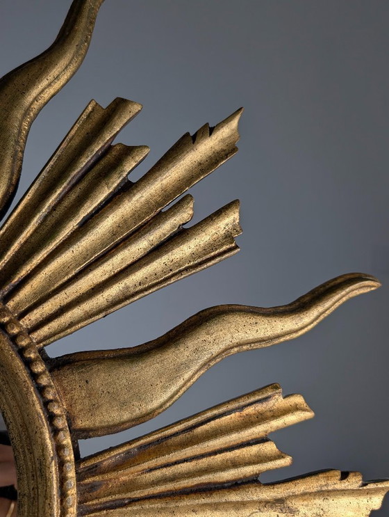 Image 1 of Miroir soleil doré, années 1960