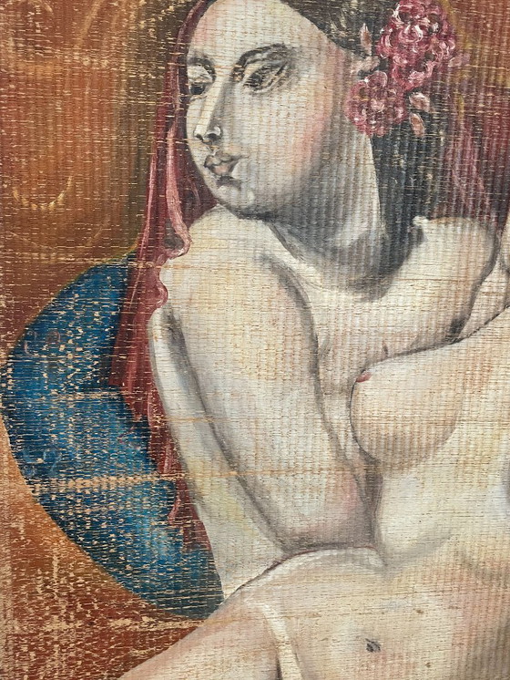 Image 1 of Art Deco Cubist style decoration painted on bamboo