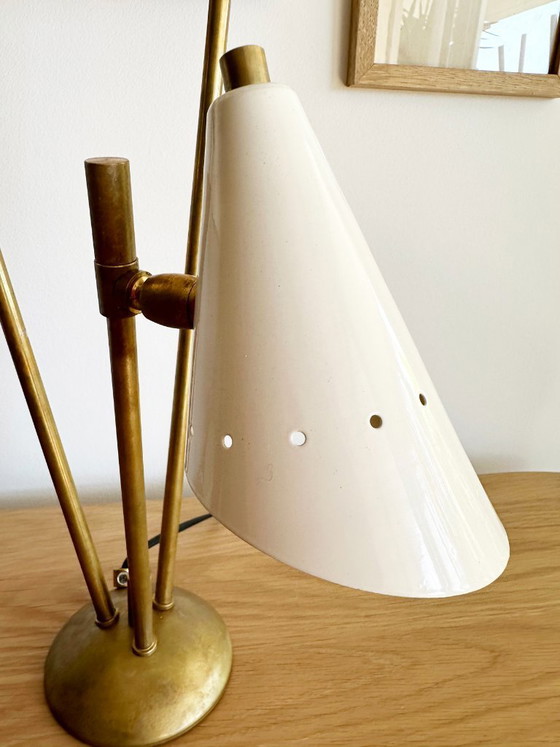 Image 1 of Page 1 of 14 Italian three-headed brass lamp, 1950s design