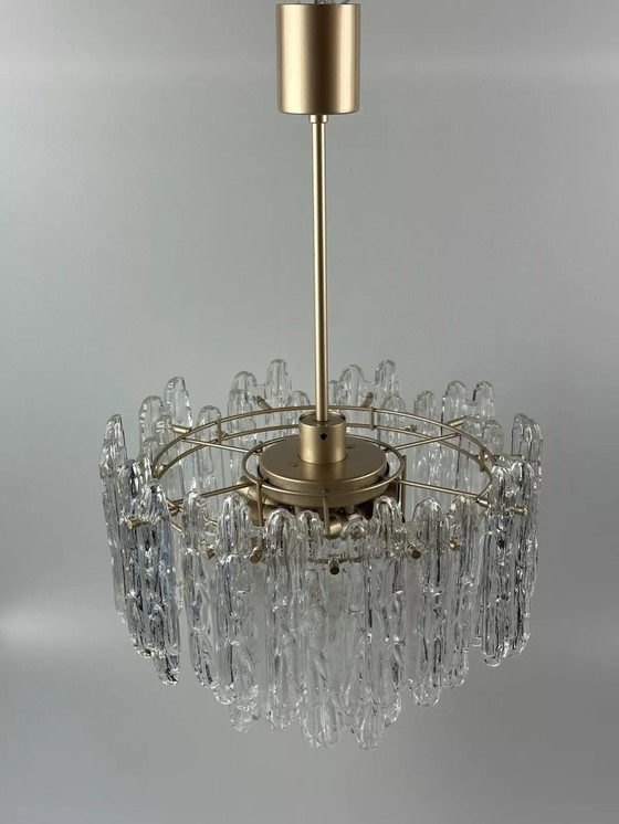 Image 1 of 60s 70s plafondlamp kroonluchter Kinkeldey Duitsland Space Age glas ontwerp