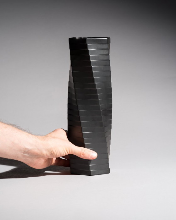 Image 1 of ROSENTHAL Studio-Line WERNER UHL Vase PISA 4× Ensemble Bisque Porcelaine Noire 1985