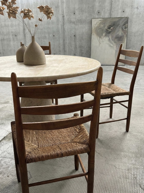Image 1 of 4 sedie da pranzo in vimini di quercia, anni '60