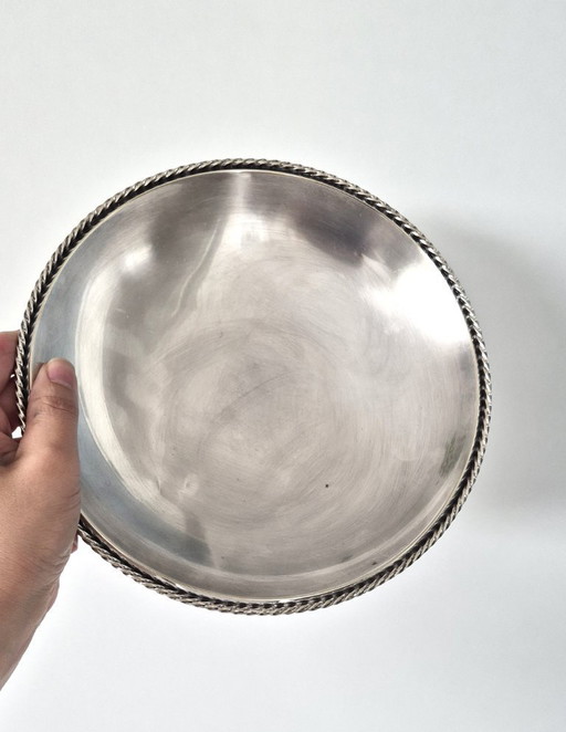 Silver-plated small dish on three ball feet
