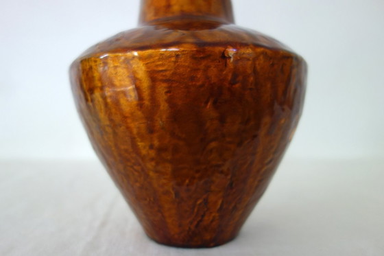 Vintage copper and cloisonné enamel Art Deco Vase, Gold (photo 9 of 13)